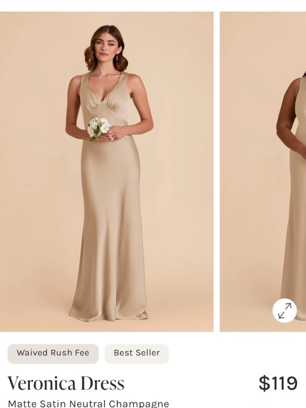 birdy grey neutral champagne matt satin dress
